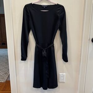 Brooks Brothers Mid Length Black Dress with sash/belt.